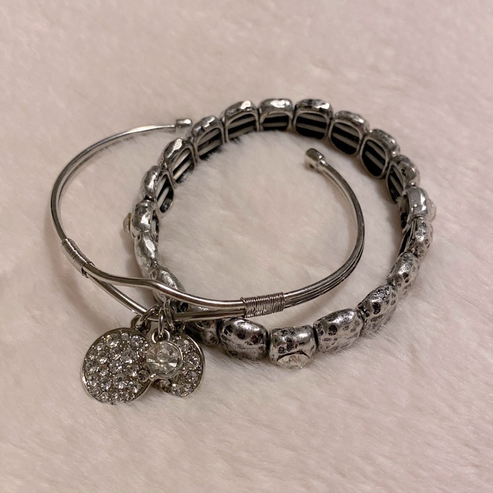 Sparkle bracelet set. Pave charms on cuff and stretch with rhinestones.